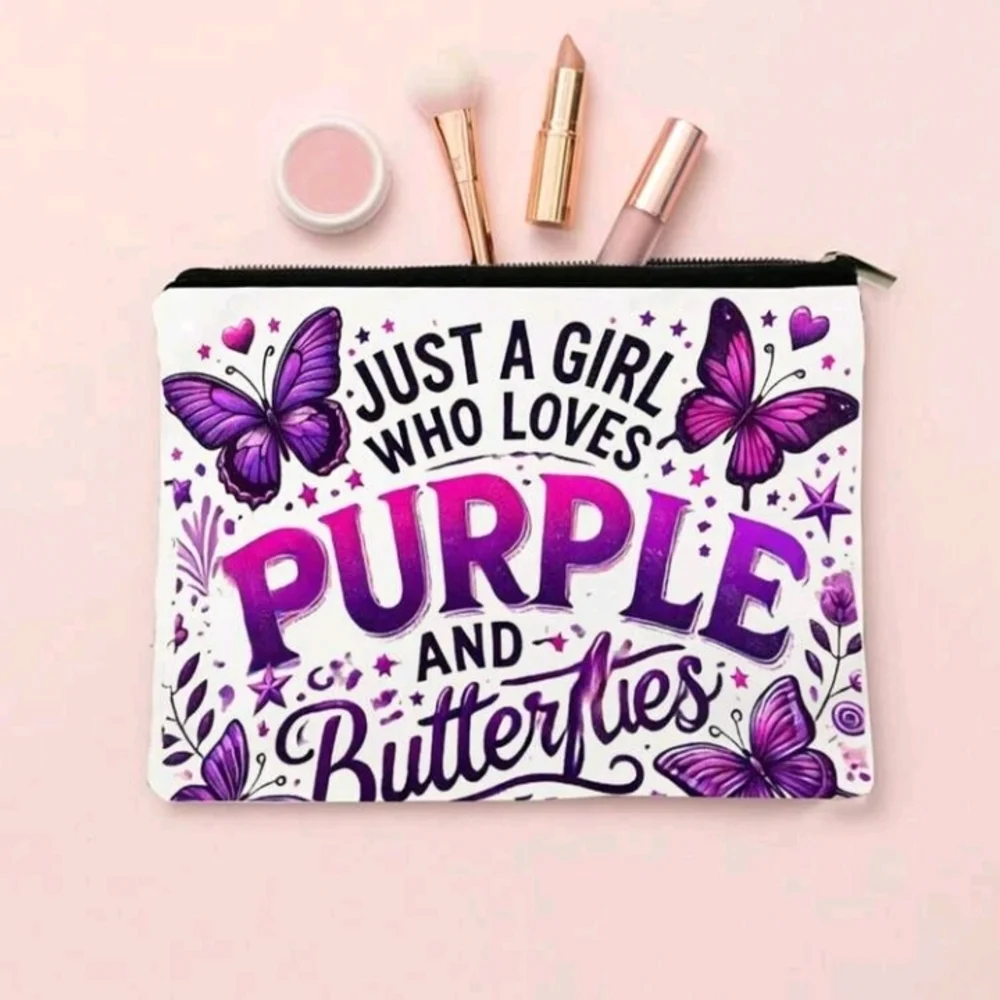 Just A Girl Who Loves Purple And Butterflies Zipper Purse Pouch